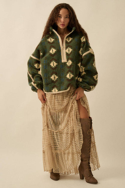 Geo-Print Sherpa Fleece Half-Zip