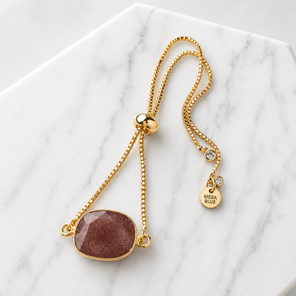 Faceted Gemstone Adjustable Bracelet