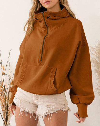 Drawstring Waist Zipped Hoodie w/Pocket