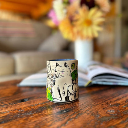 Lucky Cat & Houseplant Mug - Large