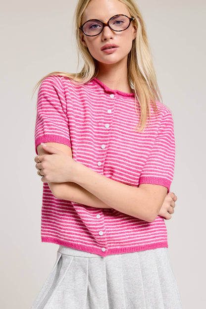 Classic Short Sleeve Button Cardigan