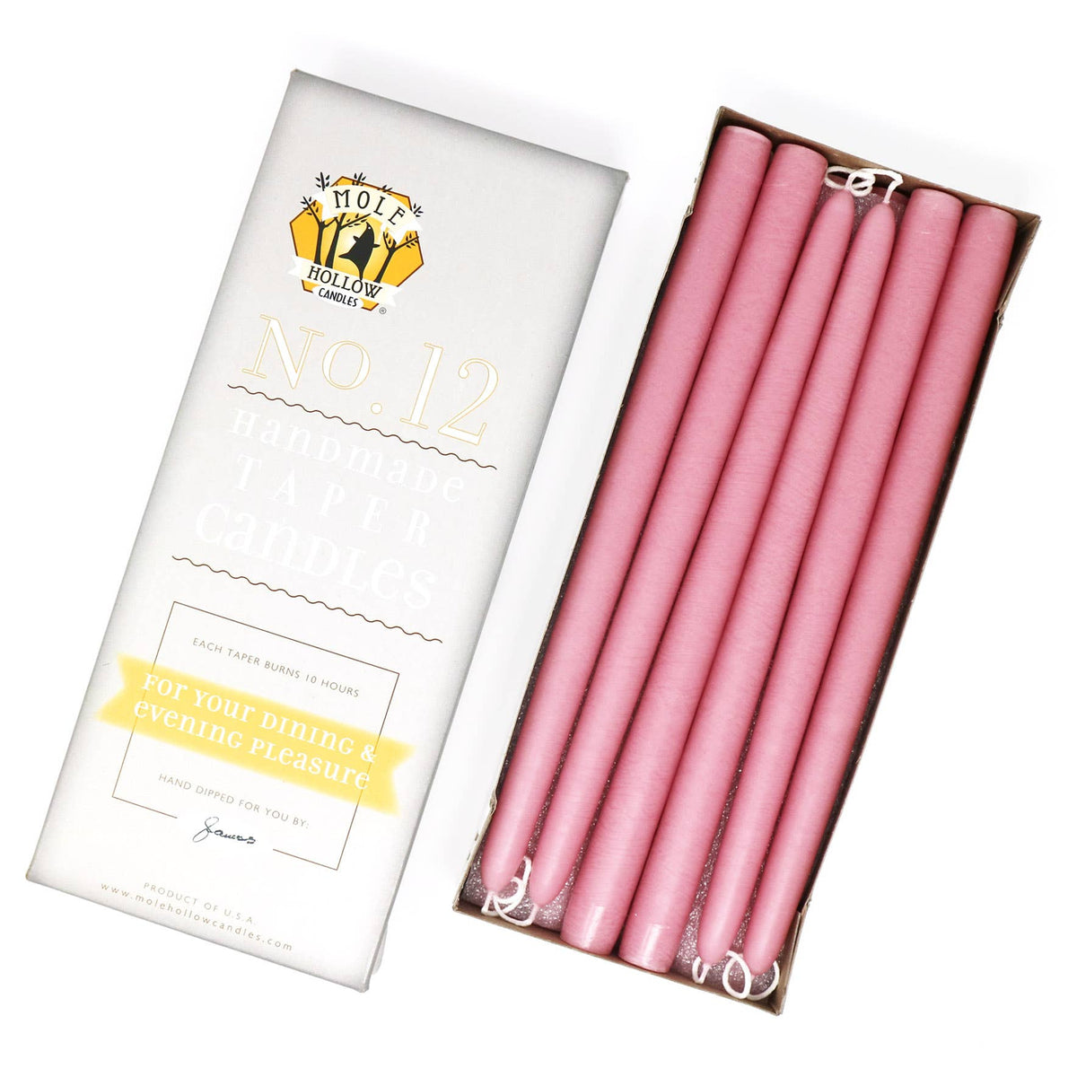 12" Hand Dipped Taper Candles USA Made