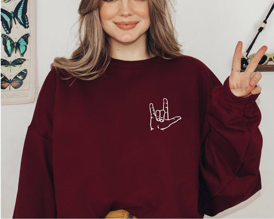 Embroidered Love Sign Language Sweater