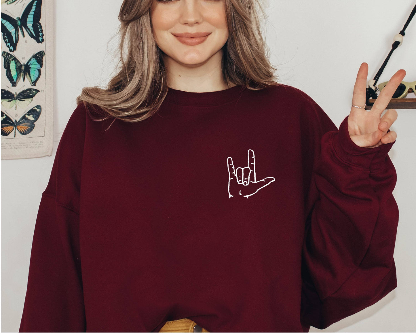 Embroidered Love Sign Language Sweater