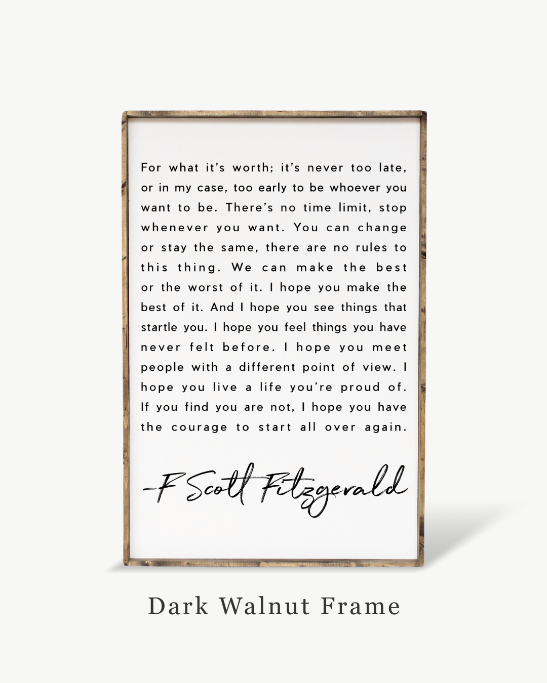 F. Scott Fitzgerald Quote Framed Print – Inspirational Art