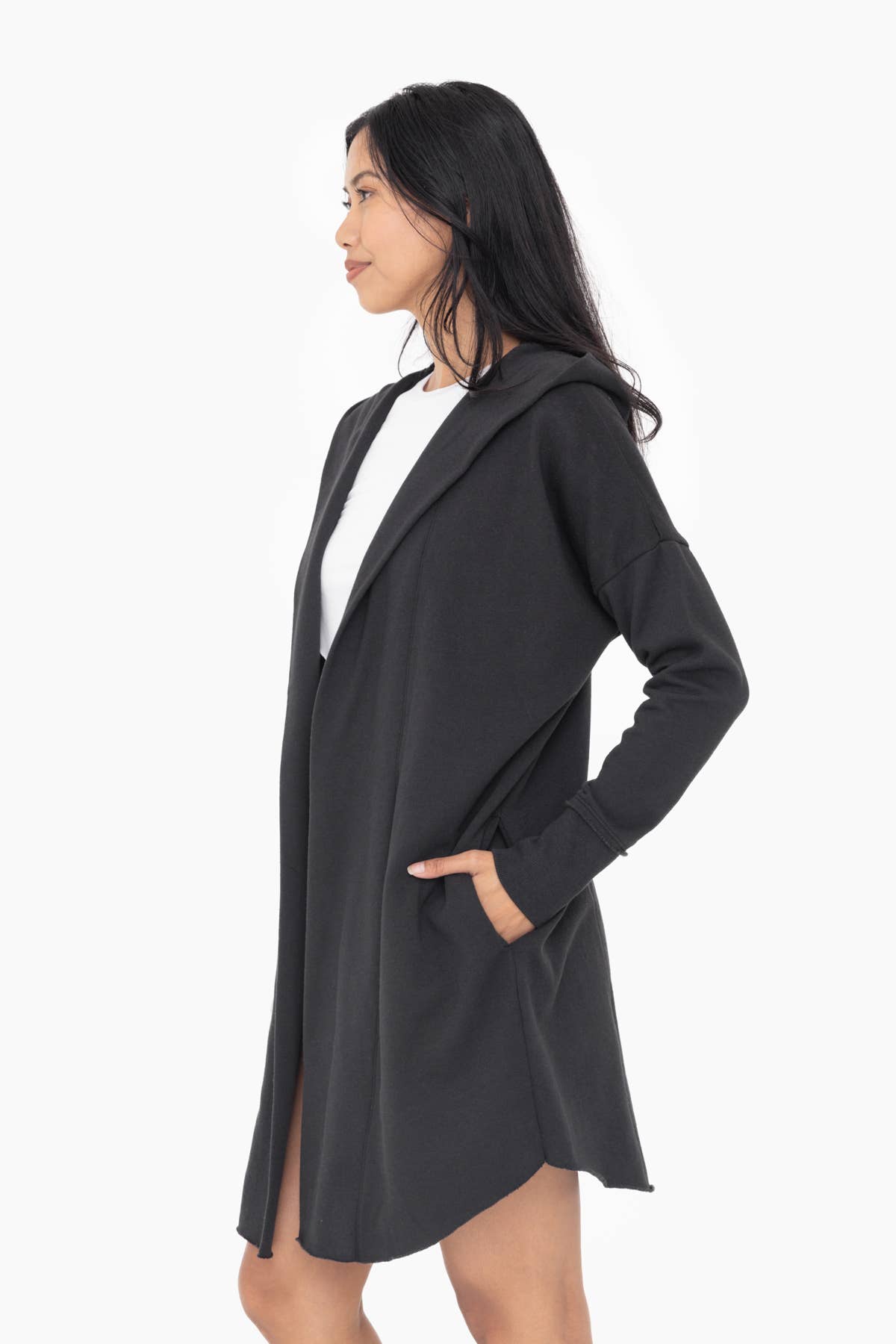 Open Front Longline Hoodie Cardigan