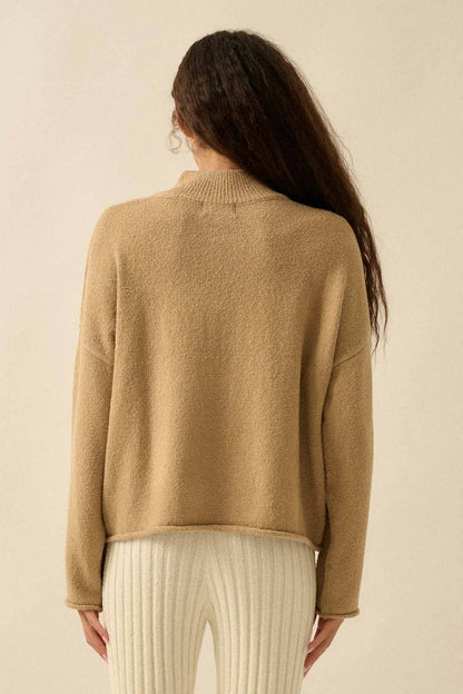 Textured Knit Half-Zip Mock-Neck Sweater