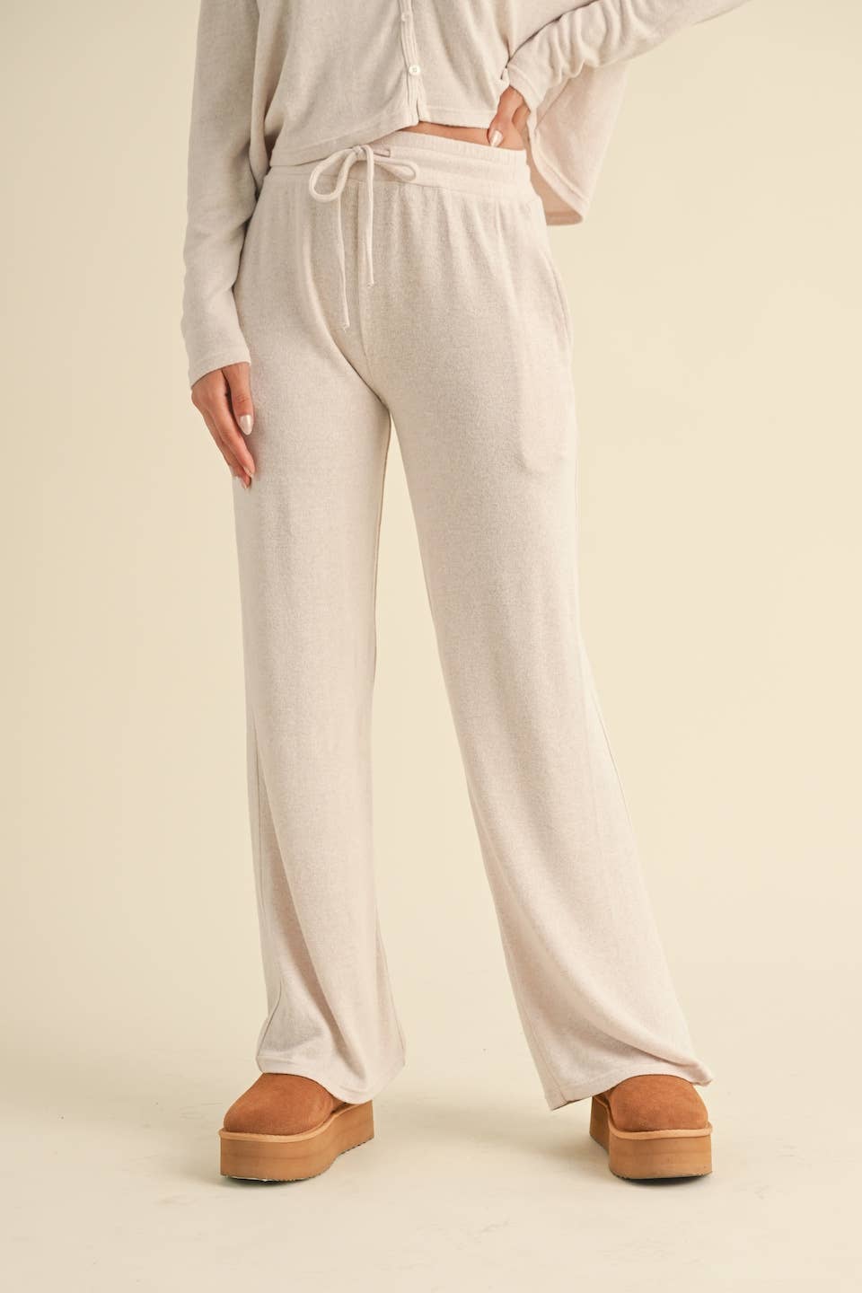 Soft Brushed Hacci Wide Leg Pants