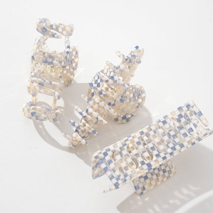 Blue Sand Checkerboard Large - Assorted Claw Clips