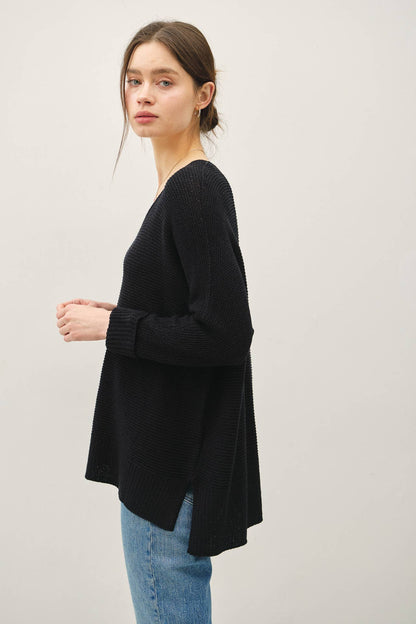 V Neck Dolman Sleeve Sweater