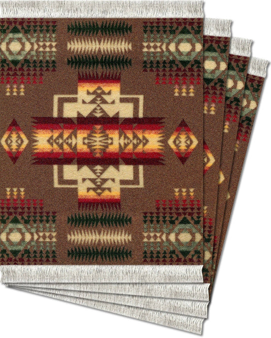 4 Pc CoasterRug® Set Pendleton® Chief Joseph Khaki (PRC-C)