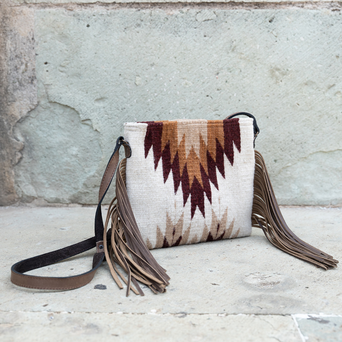 Copal Wool Fringe Crossbody–Handwoven Oaxaca