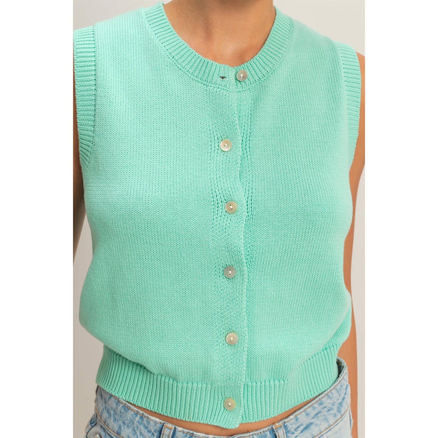 Button Up Sleeveless Cardigan