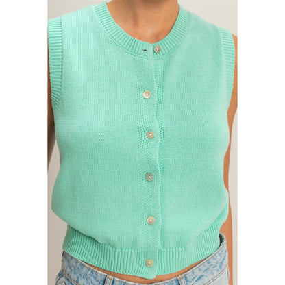Button Up Sleeveless Cardigan