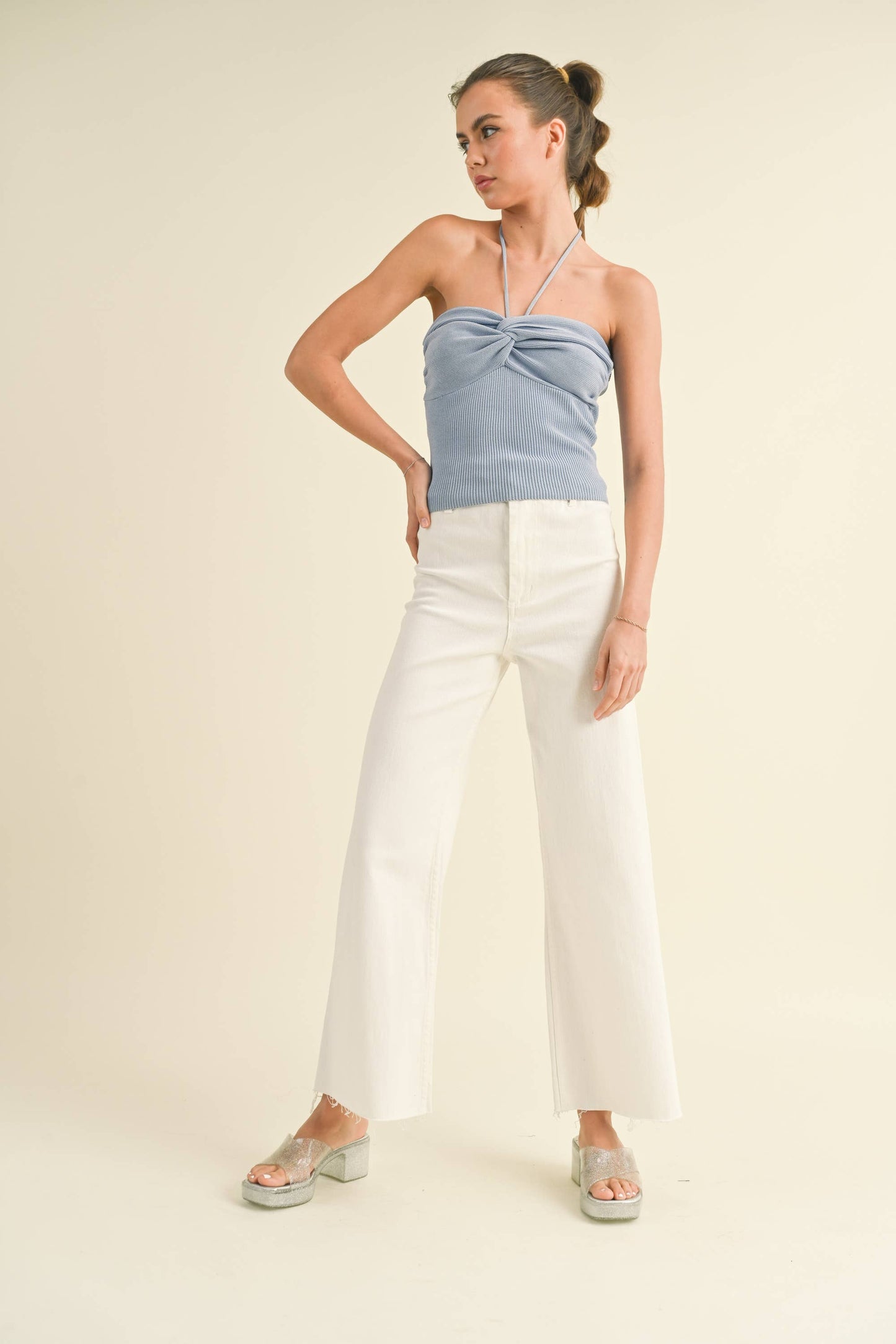 Stone Wide Leg Denim Pants
