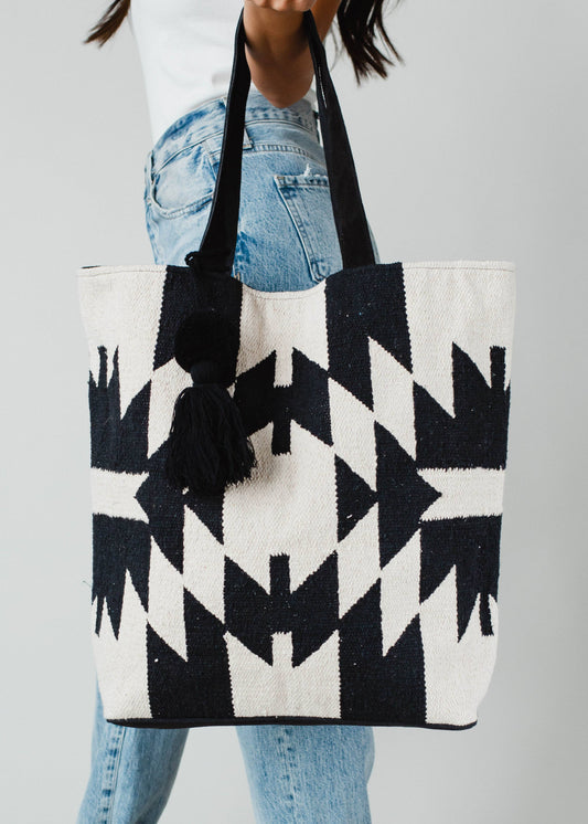 Cream & Black Aztec Tote