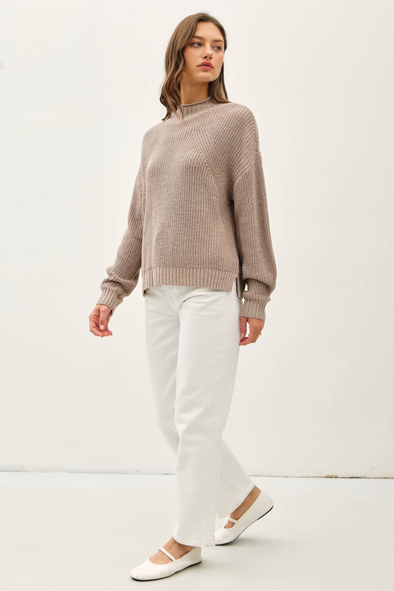Chunky Knit Mock Neck Sweater