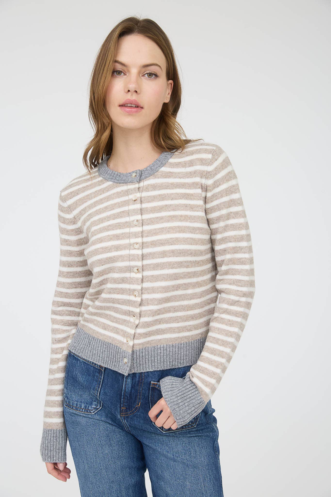 Contrast Striped Cardigan