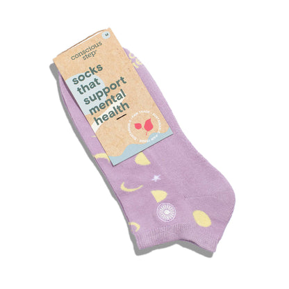 Ankle Socks that Support Mental Health (Purple Moons)