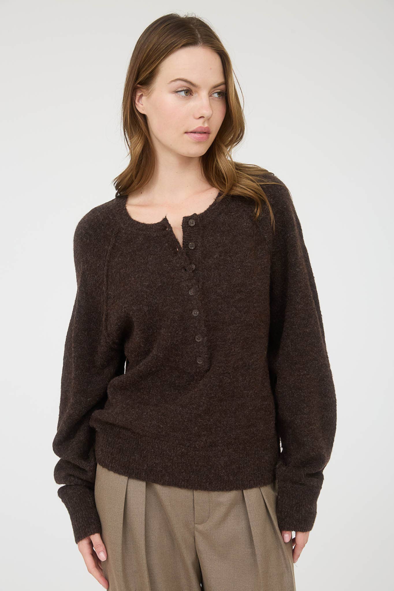 Laid-Back Henley Sweater