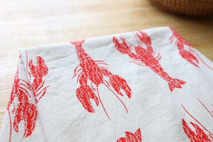 Lobster Kitchen Towel, Handprinted Coastal Towel