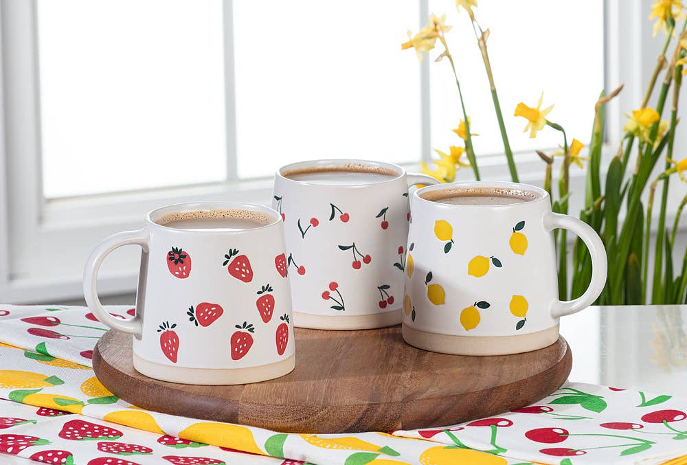 Wide Base Mug with Strawberries