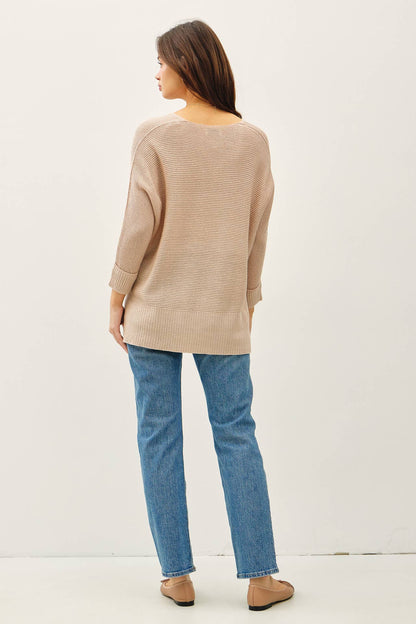 V Neck Dolman Sleeve Sweater