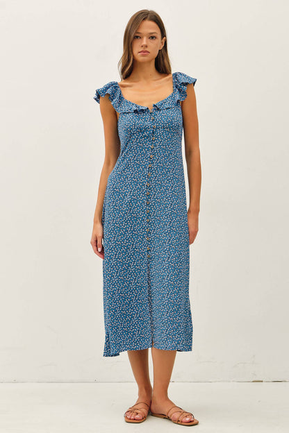 Ditsy Print Midi Dress