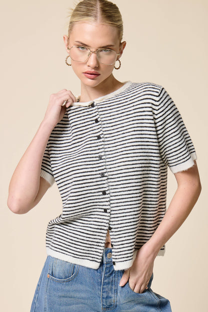 Classic Short Sleeve Button Cardigan