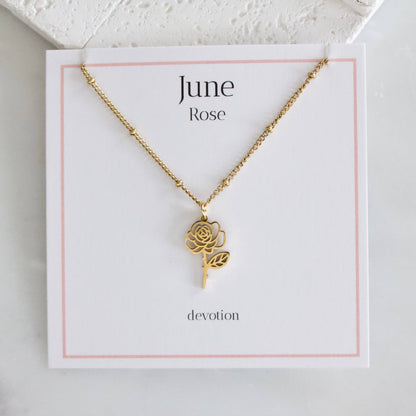 Birth Flower Necklaces - Waterproof