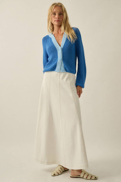 Best Selling Ribbed Knit Contrast Cardi