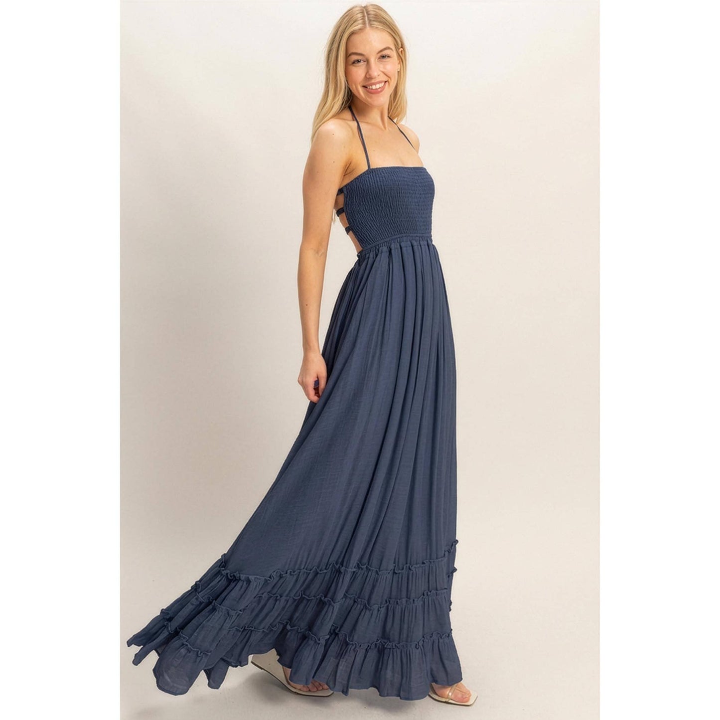 Smocked Halter Maxi Dress