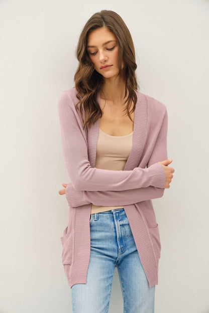 Essential Cotton Blend Open Front Cardigan