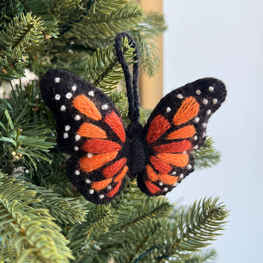 Monarch Butterfly Embroidered Ornament