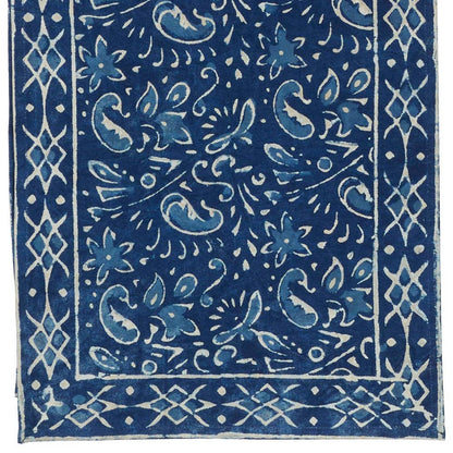 Indigo Dabu Paisley Block Print Table Runner