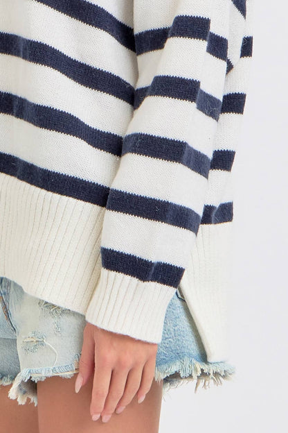 Striped Zip Front Sweater