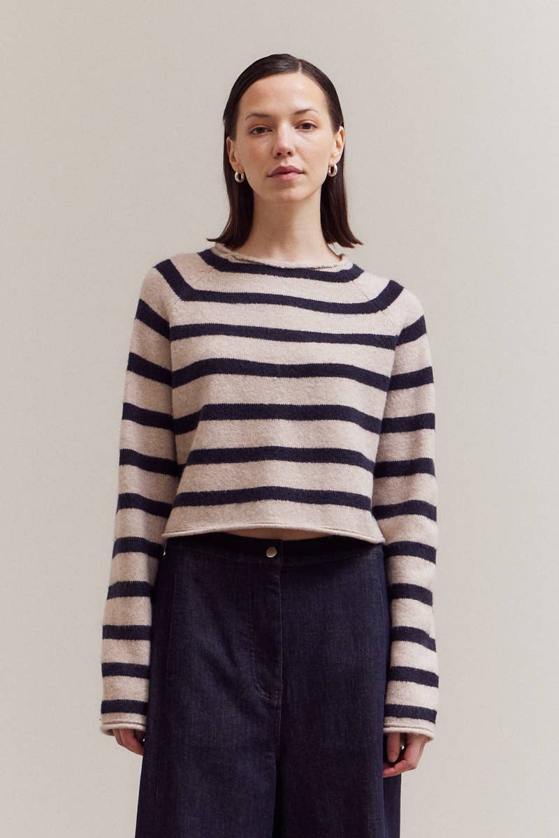 Striped Mock Neck Sweater