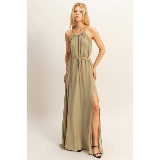 Cutout Side Slit Maxi Dress