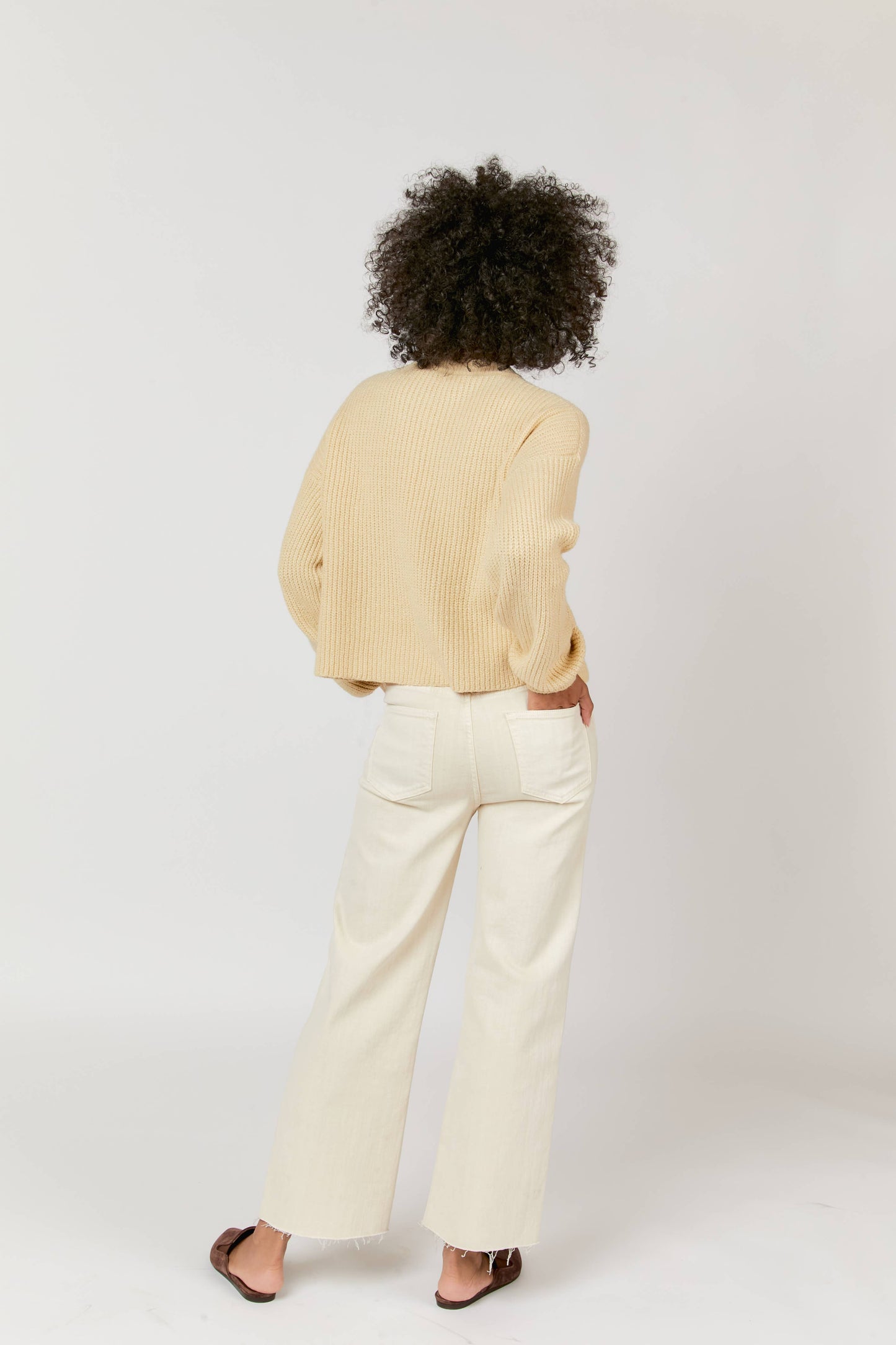 Aberdeen Ankle Crop High Rise Jean, Ecru