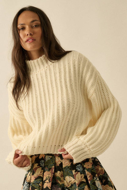 Essential Wide Sleeve Rib Knit Sweater