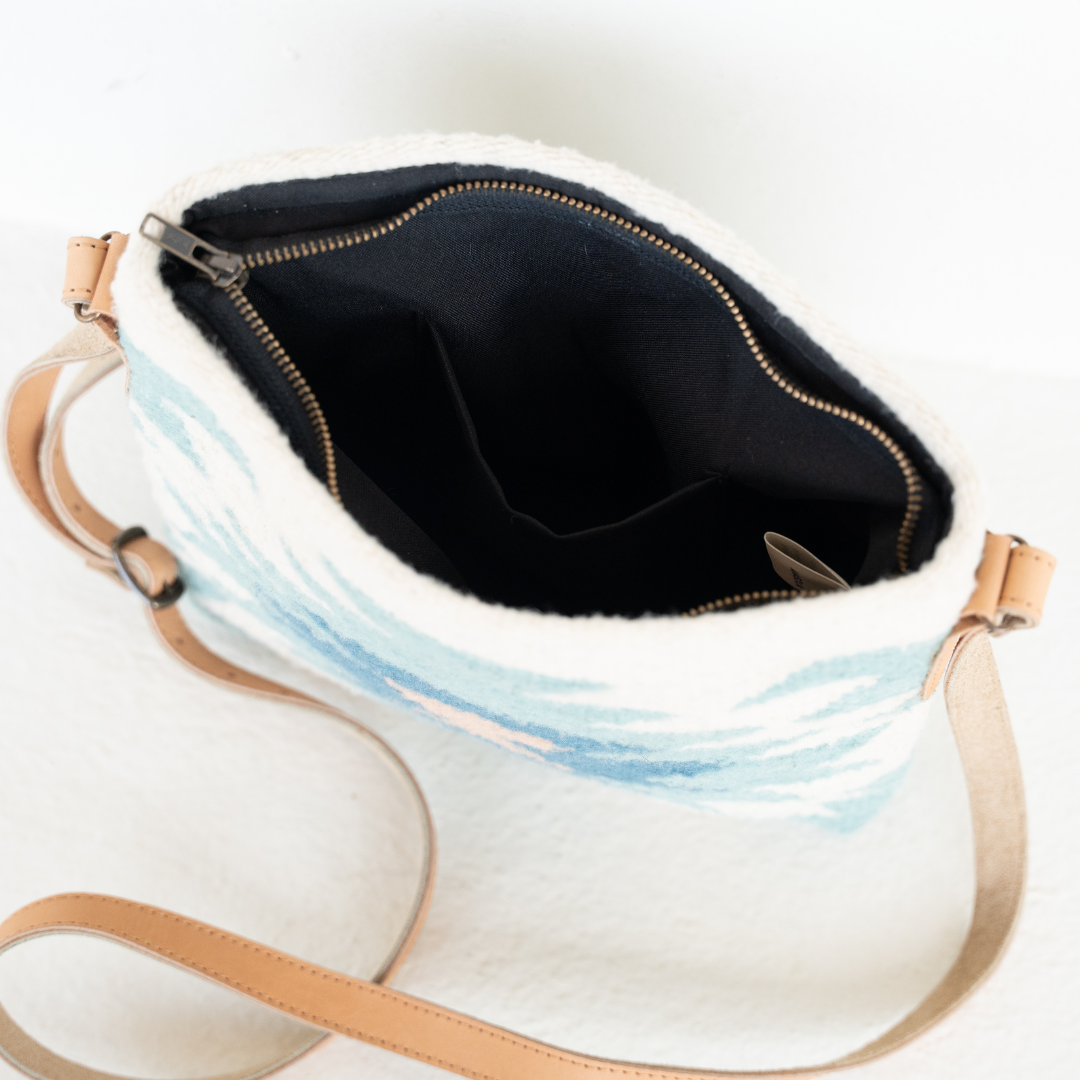Viento Dulce Zapotec Wool Crossbody–Leather Trim