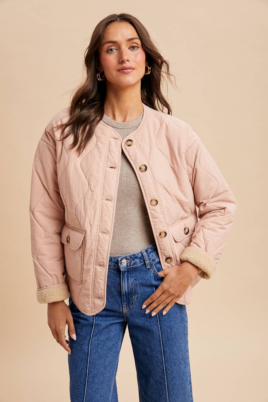 Quilted Sherpa Lined Puffer Jacket