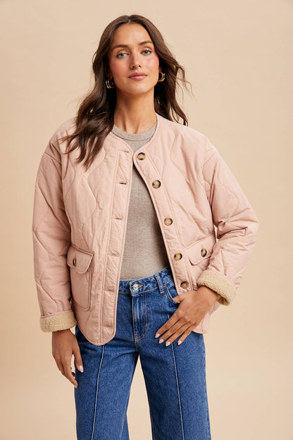 Quilted Sherpa Lined Puffer Jacket