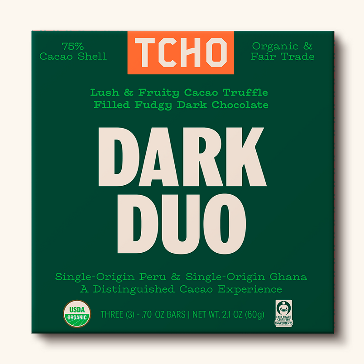 Dark Duo 75% Dark Chocolate Truffle Bar