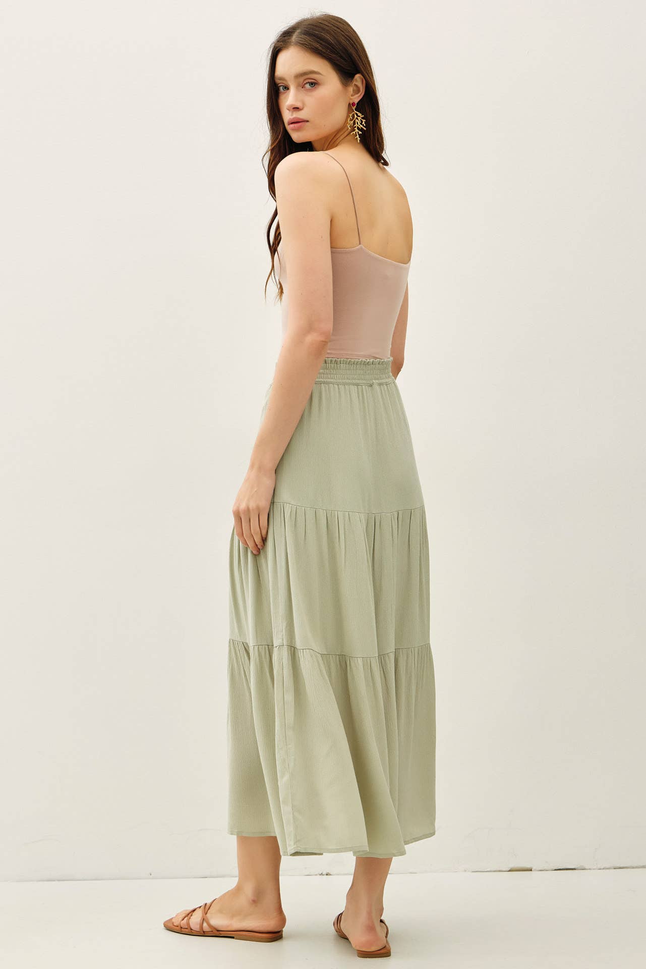 Smocked Waist Tiered Skirt