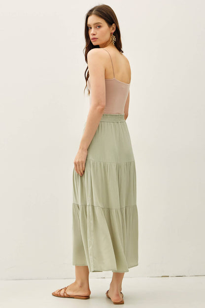 Smocked Waist Tiered Skirt