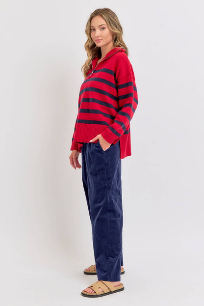 Striped Zip Front Sweater