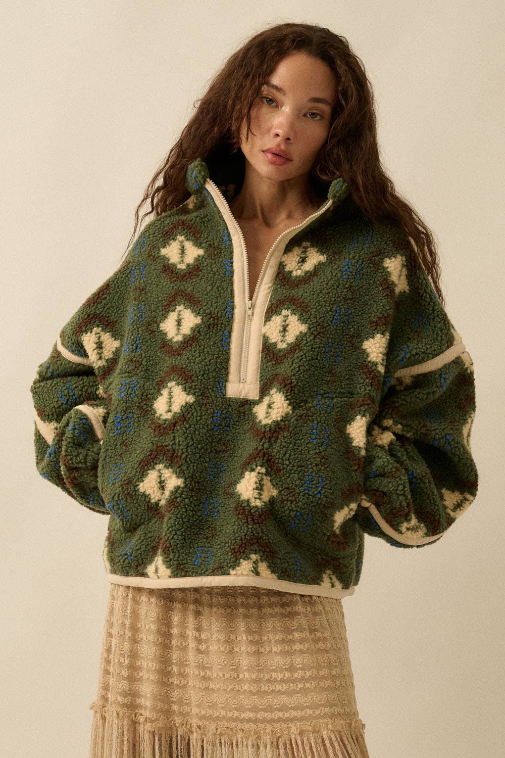 Geo-Print Sherpa Fleece Half-Zip