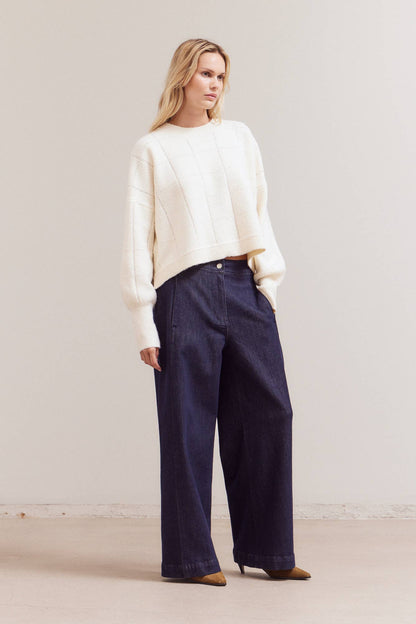 Textured Grid Knit Sweater