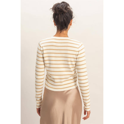 Striped Button-Up Cardigan